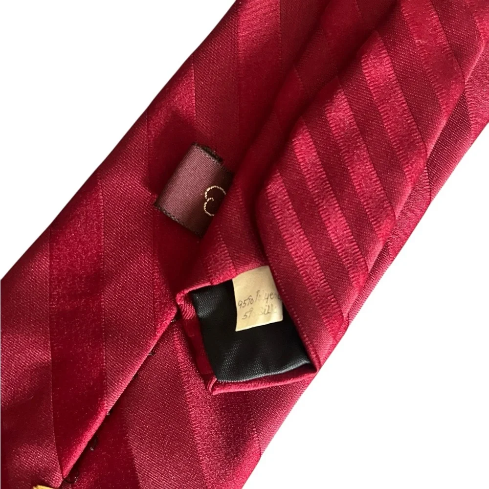Oscar de la Renta Red‎ Burgundy Striped Tie